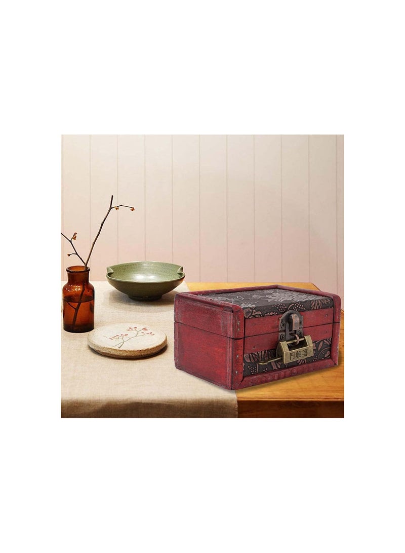 GGOOT Wooden Storage Box, Vintage Treasure Box European Jewelry Chest Small Jewelry Box with Lock for Bracelets, Earrings, Pendants - Image 3