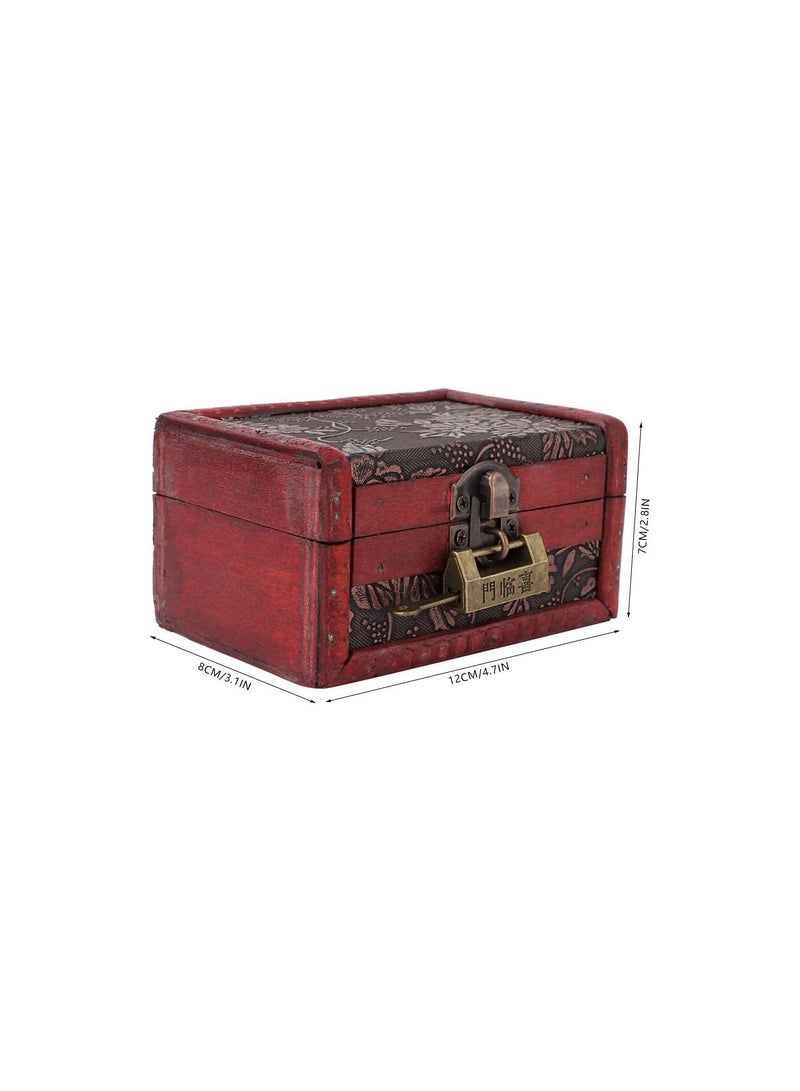 GGOOT Wooden Storage Box, Vintage Treasure Box European Jewelry Chest Small Jewelry Box with Lock for Bracelets, Earrings, Pendants - Image 2
