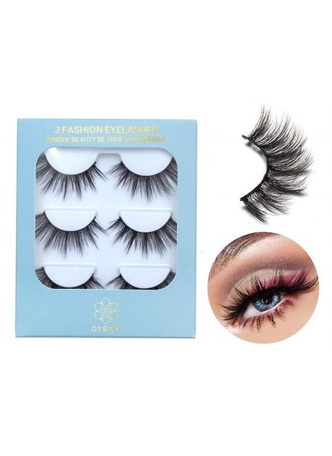 Fake Eyelashes - False Eyelashes 3 Pairs 6D Mink lashify - Cat Eye Lashes Natural Look Wispy Fluffy Reusable Self Adhesive Pack Extension |001-0.7 inch