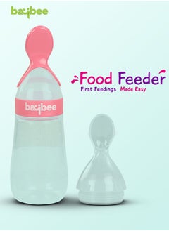 BAYBEE Baybee Silicone Food Feeder Anti Colic BPA Free Squeeze Feeder Bottle With Spoon For Semi Solid Food For Infants Baby Squeeze Food Feeder for Baby  - Image 2