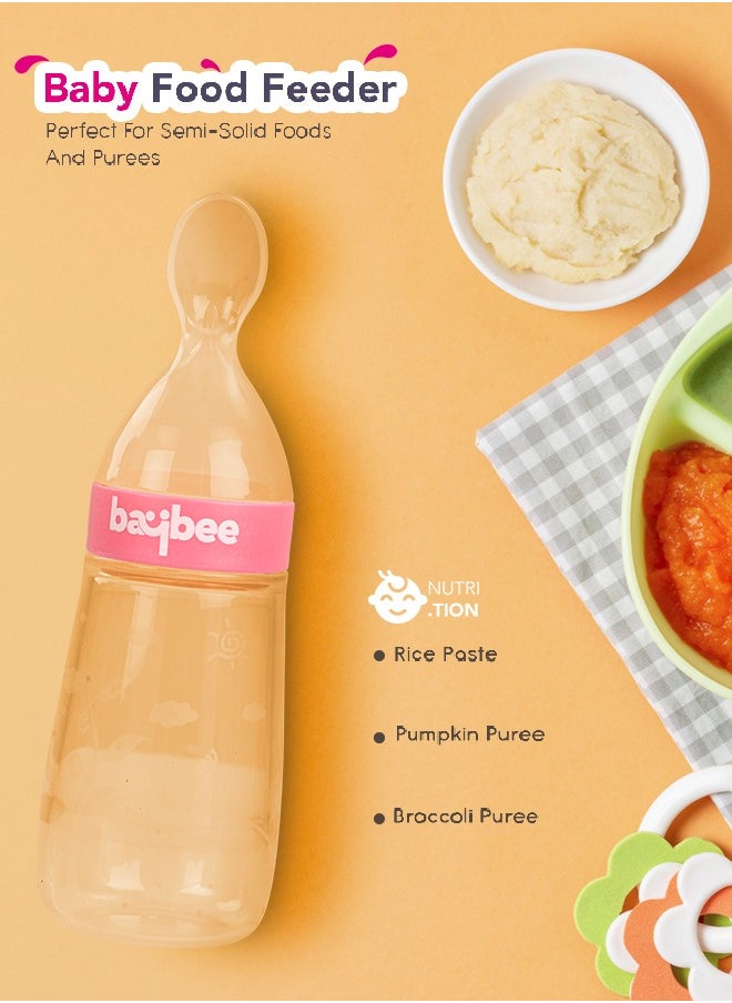 BAYBEE - Baybee Silicone Food Feeder Anti Colic BPA Free Squeeze Feeder Bottle With Spoon For Semi Solid Food For Infants Baby Squeeze Food Feeder for Baby - Image 1