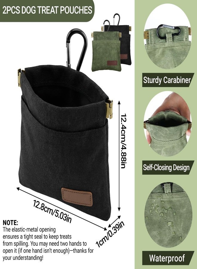 Dfqsofd 2Pcs Dog Treat Pouch, Hand Free Dog Training Treat Pouch with Carabiner, Portable Pet Feed Snack Bag for Travel or Outdoor Use, Self-Closing - Image 2