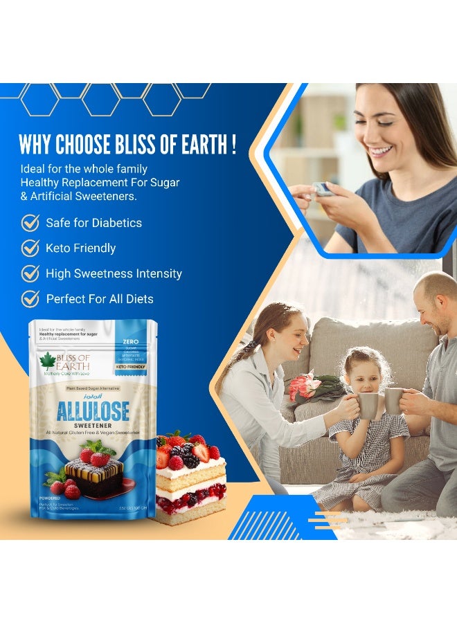Bliss of Earth Allulose Powder 100g | Rare Sugar Sweetener | Zero Added Sugar | Low Calorie Sugar Substitute | Keto Friendly Sweetener | Diabetic Friendly Sugar Alternative | Baking, Coffee & Dessert Use | Vegan Non-GMO - Image 5