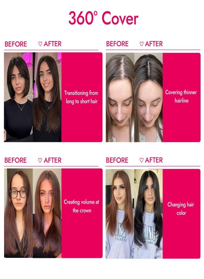 Eawwii Dark Brown Synthetic Hair Toppers for Women with Thinning 3D 360° Cover Clip in Wispy Bangs Upgraded Adjustable Bandage 24 Inch Long Layered - Image 5