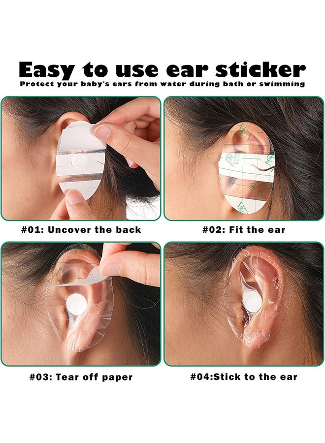 MXN 100 Pieces Transparent Baby Ear Stickers for Shower - Waterproof Newborn Sticker Disposable Patches Baby Shower Cap Ear Protection for Kid Showering Surfing Snorkeling Other Water Sport - Image 5