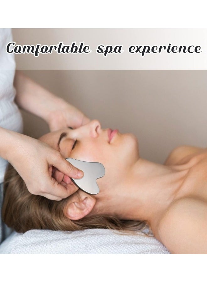 BUPY Stainless Steel Gua Sha Facial Tools Guasha for Face Metal Gua Sha Tighten Skin Massage Guasha Beauty Tool for Body Eyes Neck Massager with Travel Pouch Skin Care Gifts (Silver)  - Image 5