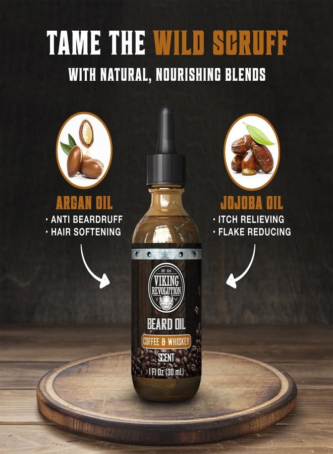 Viking Revolution زيت لحية فايكنغ ريفولوشن بنكهة القهوة والويسكي للرجال - زيت لحية طبيعي للرجال مع زيت الأركان وزيت الجوجوبا - مرطب لحية، يقوي ويرطب - بلسم لحية للرجال (قهوة ويسكي، عبوة واحدة) - Image 3