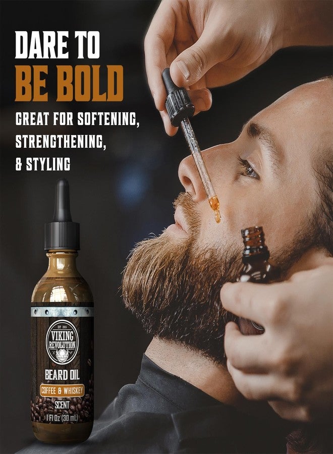 Viking Revolution زيت لحية فايكنغ ريفولوشن بنكهة القهوة والويسكي للرجال - زيت لحية طبيعي للرجال مع زيت الأركان وزيت الجوجوبا - مرطب لحية، يقوي ويرطب - بلسم لحية للرجال (قهوة ويسكي، عبوة واحدة) - Image 2