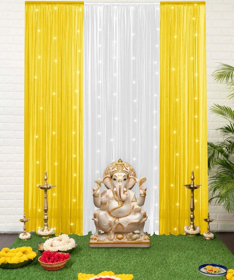 SpecialYou.in Special You Diwali Decoration for Home Decor, White & Yellow (7 * 3.5 ft) Curtains, Wedding Decoration Backdrop, Diwali Decor, Decorative Items for Living Room - 9 pcs - Image 5