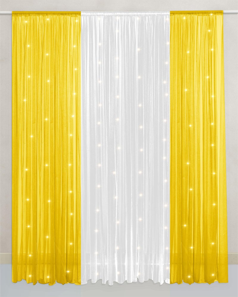SpecialYou.in Special You Diwali Decoration for Home Decor, White & Yellow (7 * 3.5 ft) Curtains, Wedding Decoration Backdrop, Diwali Decor, Decorative Items for Living Room - 9 pcs - Image 1