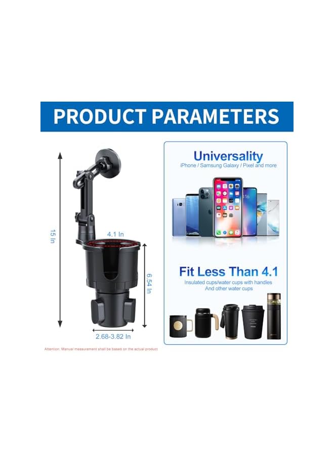 S-TOP Magnetic Car Cup Holder with Expandable Adjustable Base - Universal Drink Holder & Phone Stand for All Smartphones and Most Bottles, Stable, Hands-Free Car Mount for Easy Access - Image 4