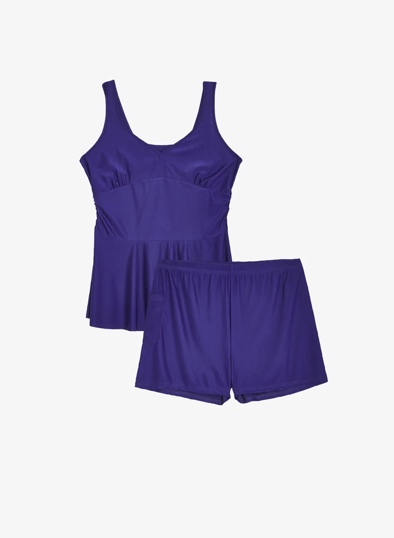 Ella Plus Plunge Neck Swimsuit With Skirt