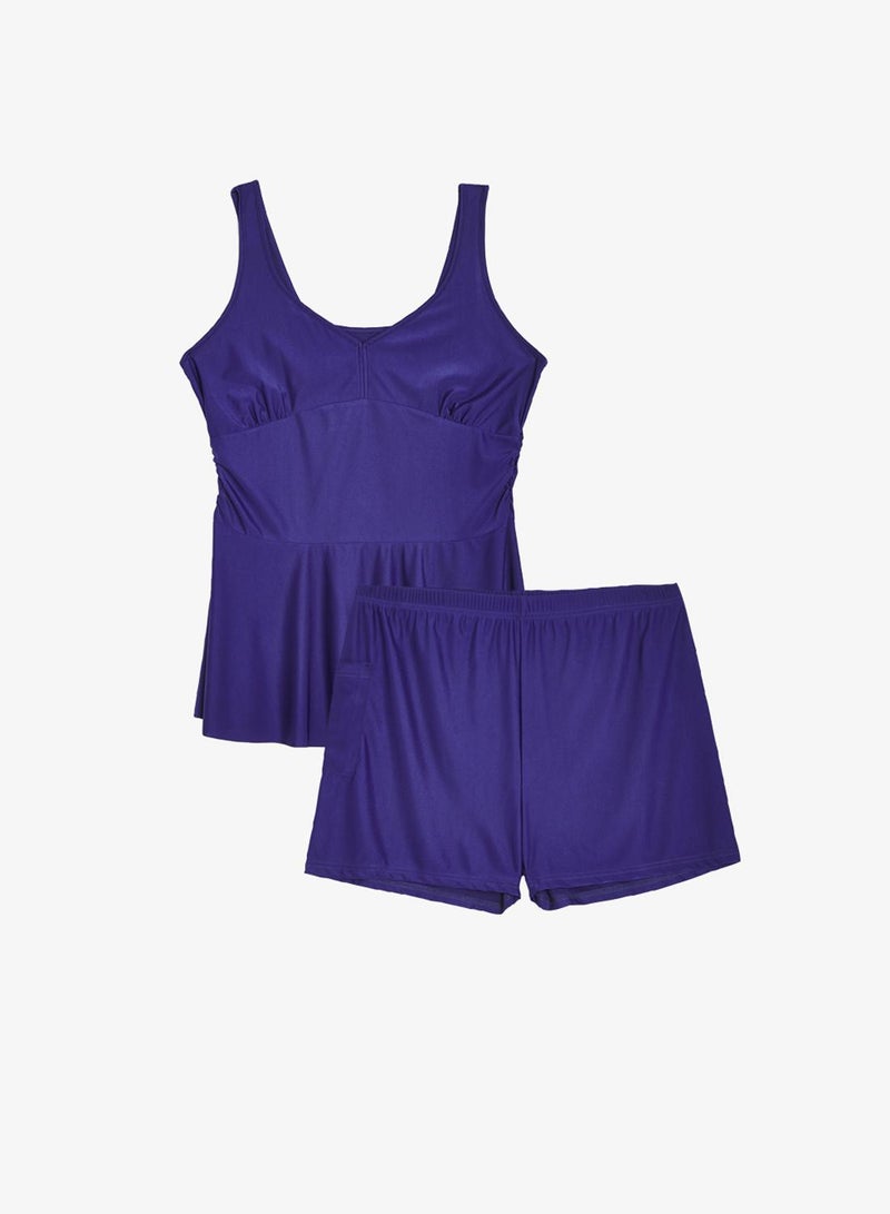 Ella Plus Plunge Neck Swimsuit With Skirt - Image 3