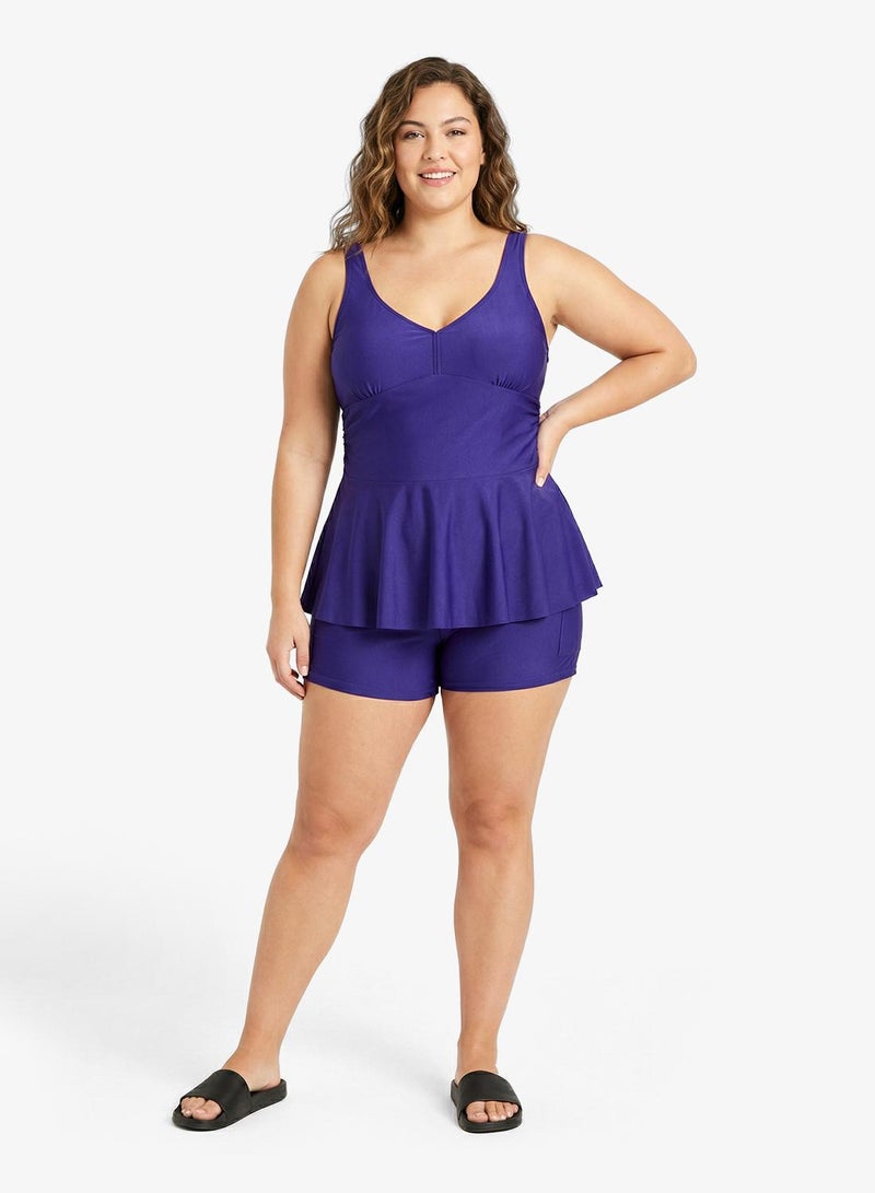 Ella Plus Plunge Neck Swimsuit With Skirt - Image 1