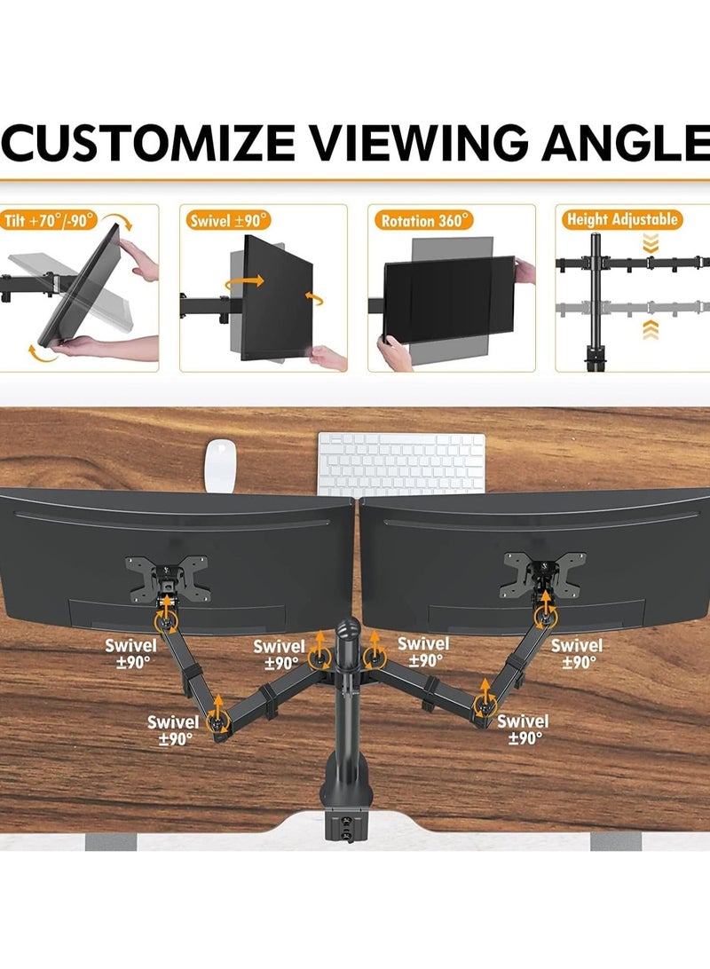 Arabest Monitor Mount Stand,Dual LCD LED Monitor Arm for Desk,Heavy Duty Gaming Monitor Stand Fully Adjustable Arms Hold 2 Screens up to 30 inches  - Image 2