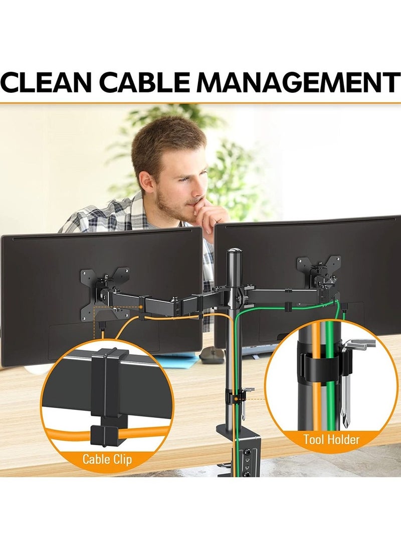 Arabest Monitor Mount Stand,Dual LCD LED Monitor Arm for Desk,Heavy Duty Gaming Monitor Stand Fully Adjustable Arms Hold 2 Screens up to 30 inches  - Image 3