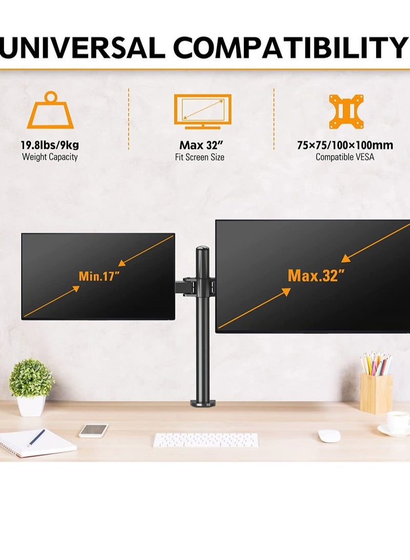 Arabest Monitor Mount Stand,Dual LCD LED Monitor Arm for Desk,Heavy Duty Gaming Monitor Stand Fully Adjustable Arms Hold 2 Screens up to 30 inches  - Image 5
