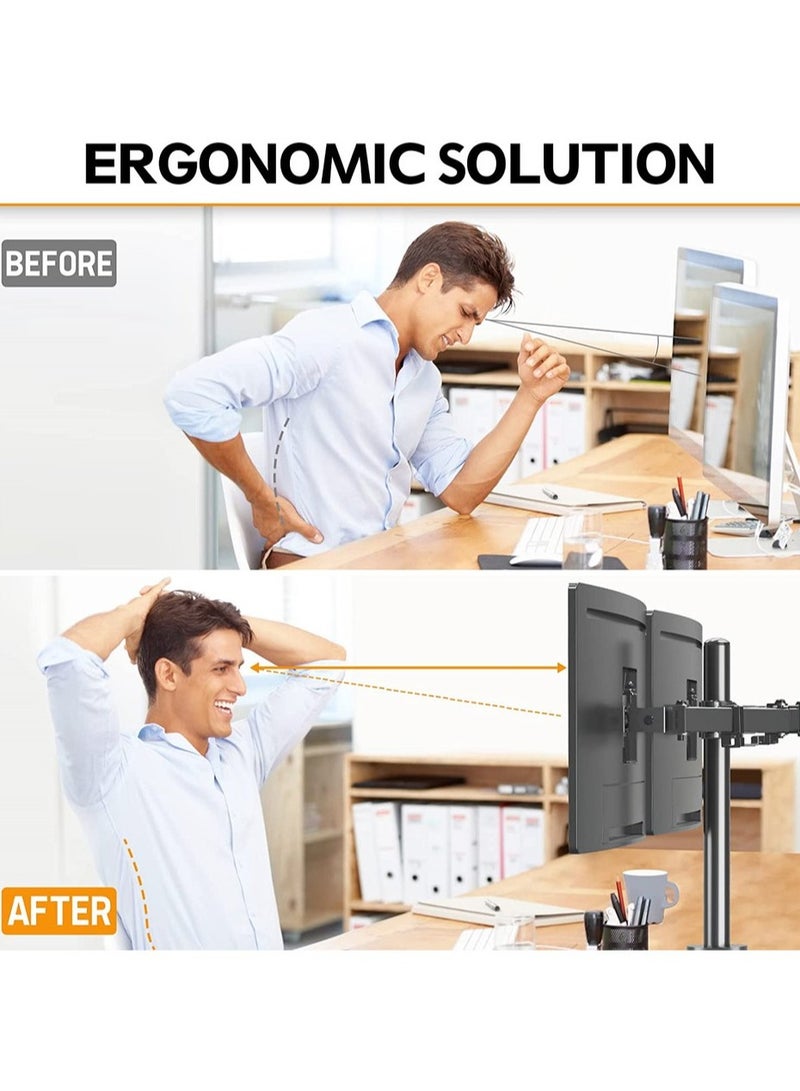 Arabest Monitor Mount Stand,Dual LCD LED Monitor Arm for Desk,Heavy Duty Gaming Monitor Stand Fully Adjustable Arms Hold 2 Screens up to 30 inches  - Image 4