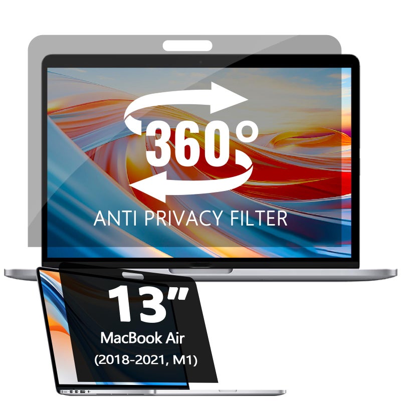 Halloive 360Â° Privacy Screen Protector Compatible for MacBook pro 13 inch (2016-2022,M1, M2), Privacy Screen Filter for MacBook Air 13 Inch (2018-2021, M1), Anti-Spy/Anti Fingerprint/Anti Blue Light/Anti Glare - Image 1