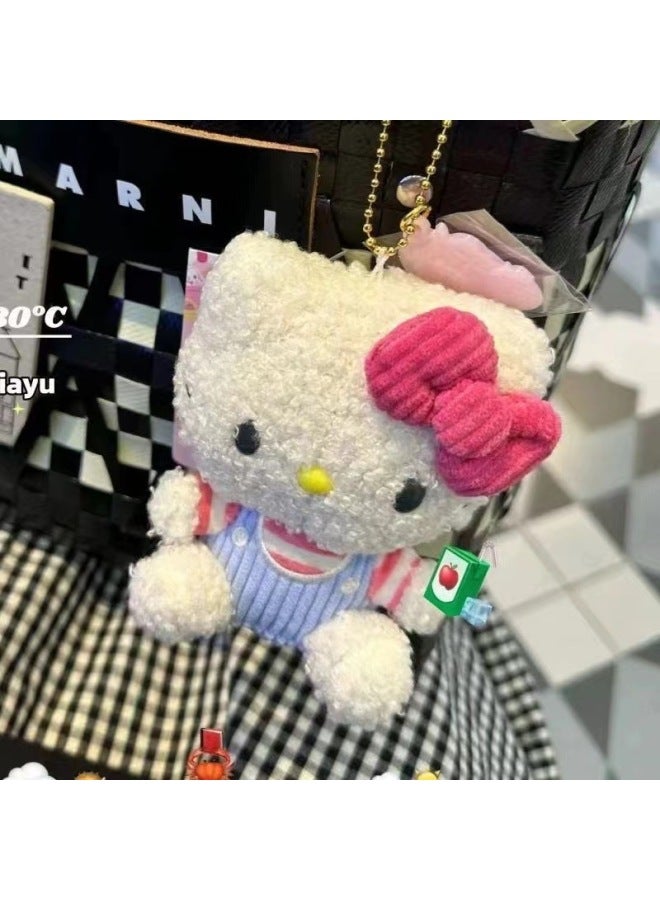 Adorable Hellokitty Plush Toy Vintage Plush Bag Charm Couple Keychain Hanging Decoration Curly Hair Soft Short Plush Toy Gift-Specifications:10cm - Image 2