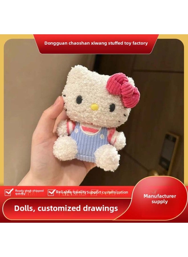 Adorable Hellokitty Plush Toy Vintage Plush Bag Charm Couple Keychain Hanging Decoration Curly Hair Soft Short Plush Toy Gift-Specifications:10cm - Image 1