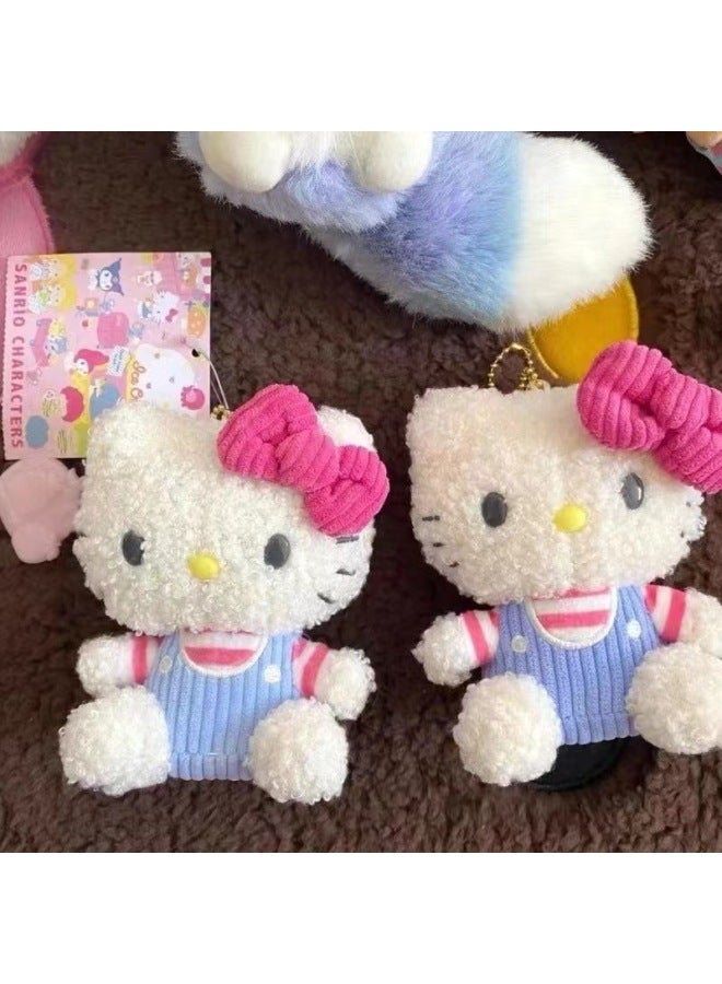 Adorable Hellokitty Plush Toy Vintage Plush Bag Charm Couple Keychain Hanging Decoration Curly Hair Soft Short Plush Toy Gift-Specifications:10cm - Image 3