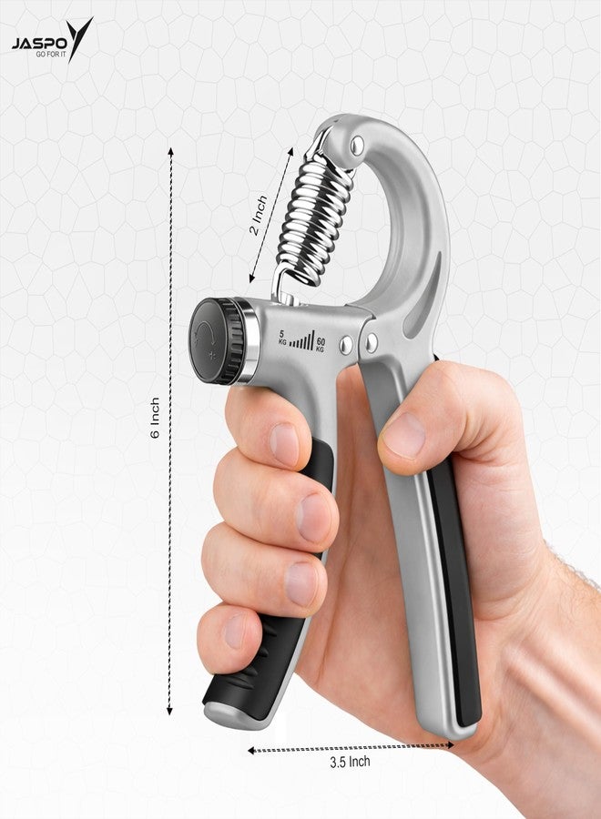 JASPO Adjustable Hand Grip Strengthener for Men & Women | Hand Gripper for Gym Workout, Forearm & Finger Exercise | Power Grip Trainer 5-60 kg Resistance. (Grey) - Image 5