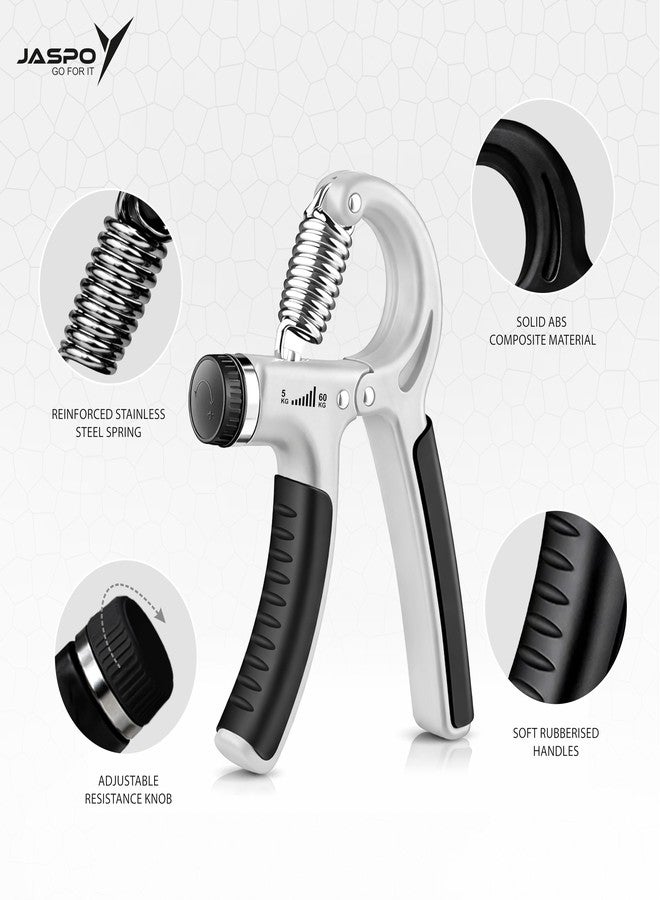 JASPO Adjustable Hand Grip Strengthener for Men & Women | Hand Gripper for Gym Workout, Forearm & Finger Exercise | Power Grip Trainer 5-60 kg Resistance. (Grey) - Image 3