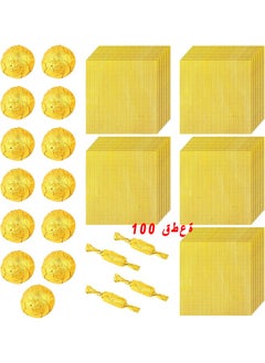 HS Foil Candy Wrappers, 100 Pieces 3x3 inches Golden Aluminium Foil Candy Wrappers Square Chocolate Molds Sugar Tin Foil Wrappers For DIY Candy Chocolate Packaging By Party Wedding Birthday  - Image 1