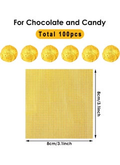 HS Foil Candy Wrappers, 100 Pieces 3x3 inches Golden Aluminium Foil Candy Wrappers Square Chocolate Molds Sugar Tin Foil Wrappers For DIY Candy Chocolate Packaging By Party Wedding Birthday  - Image 2