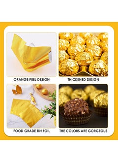HS Foil Candy Wrappers, 100 Pieces 3x3 inches Golden Aluminium Foil Candy Wrappers Square Chocolate Molds Sugar Tin Foil Wrappers For DIY Candy Chocolate Packaging By Party Wedding Birthday  - Image 5
