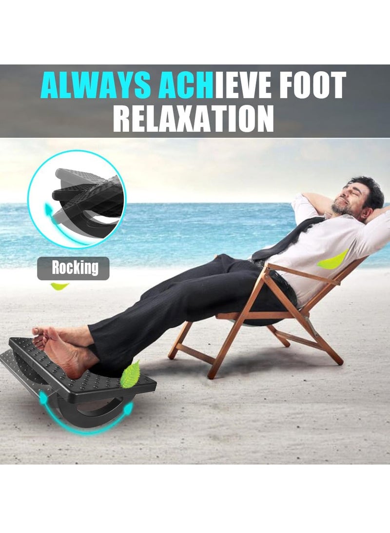 Relex Ergonomic Foot Rest Under Desk, 180° Rocking Desk Foot Stool with Massage Surface, Foot Massager for Home, Office, Relieve Leg Pressure (Black)  - Image 2
