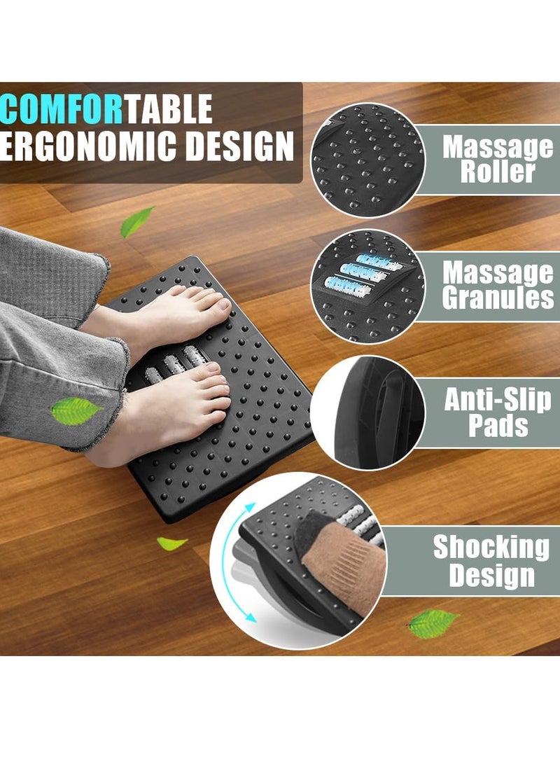Relex Ergonomic Foot Rest Under Desk, 180° Rocking Desk Foot Stool with Massage Surface, Foot Massager for Home, Office, Relieve Leg Pressure (Black)  - Image 4