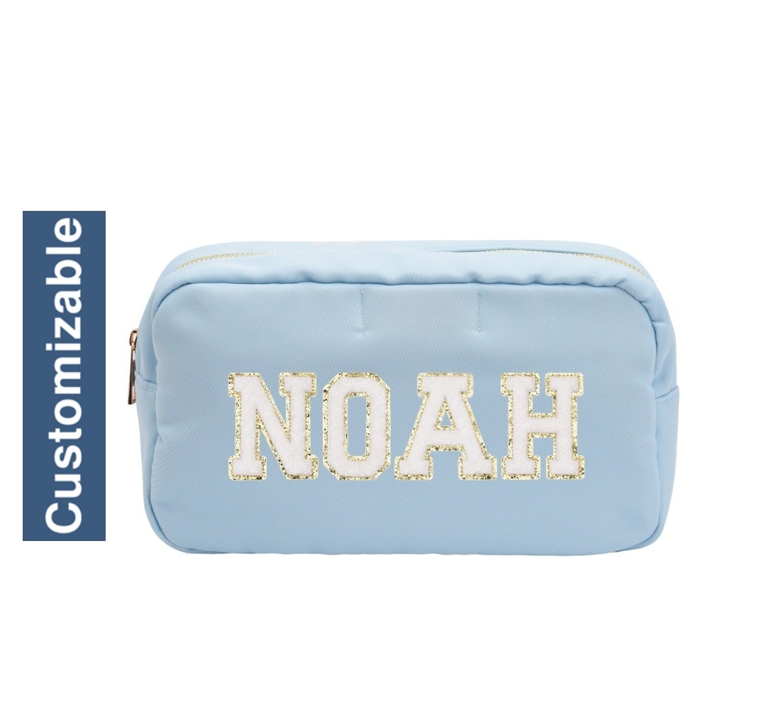 The Happy Tribe Personalised Medium Pouch, Baby Blue