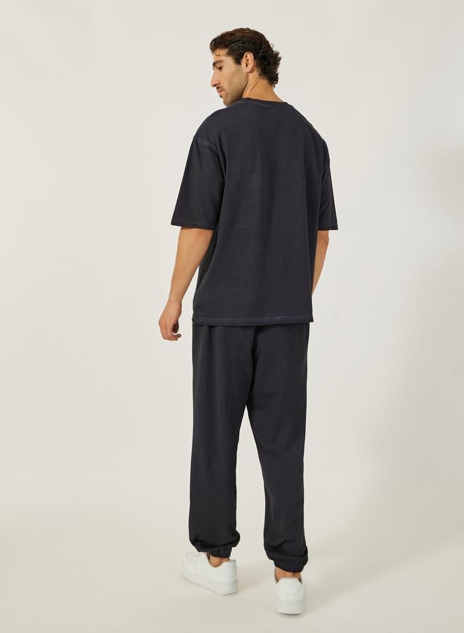 Styli Acid Wash Round Neck T-Shirt and Oversize Joggers Co-Ords  - Image 4