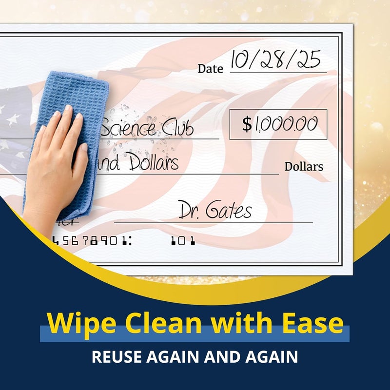Pixelverse Design Giant Dry Erase Check - 16" x 32", Reusable Big Oversized Blank Check for Presentation - Great Photo-Op for Fundraisers, Charity & Donation Events - Image 3