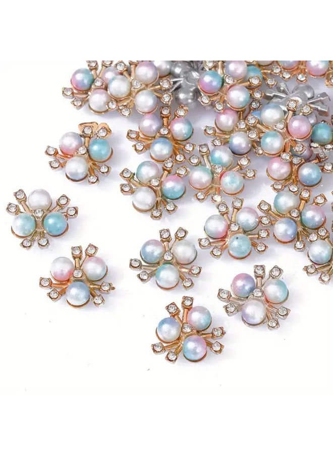 50pcs 20mm Light Peach Korean Style Pearl Flower Heart Hair Accessories DIY Clothing Decoration - Image 5