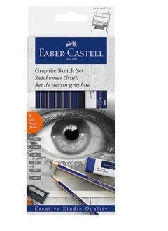 8-Piece Graphite Sketch Set Blue/Black/White