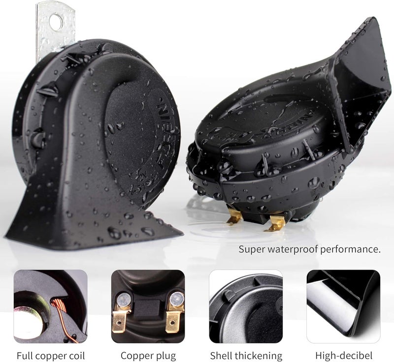 FARBIN 4pcs Loud Train Horn for Truck Car, Super Loud Car Horns 12v Waterproof Auto Horns, Electric 12V High and Low Tone Horn Raging Sound (Two pairs of horn, 12v) - Image 4