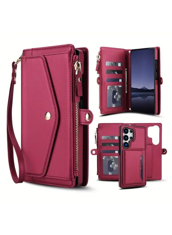 Rose Golden Wallet Case with Kickstand for Samsung Galaxy S24 - Image 3