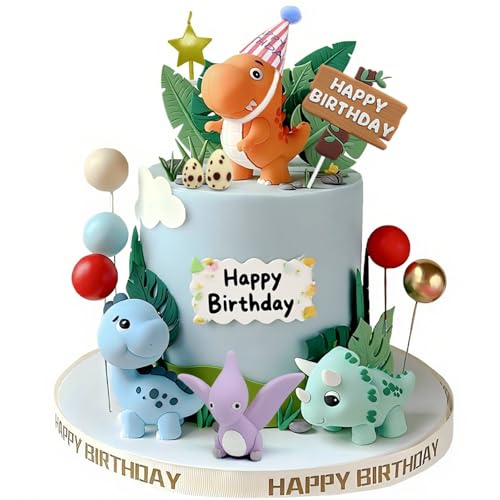 DUOROUBAO 20pcs Dinosaur Cake Topper Set with Dinosaur Eggs Reusable Dinosaur Cake DecorationsDinosaur Birthday Decorations for Boys Girls Dinosaur Cupcake Toppers Happy Birthday Cake Accessories - Image 1