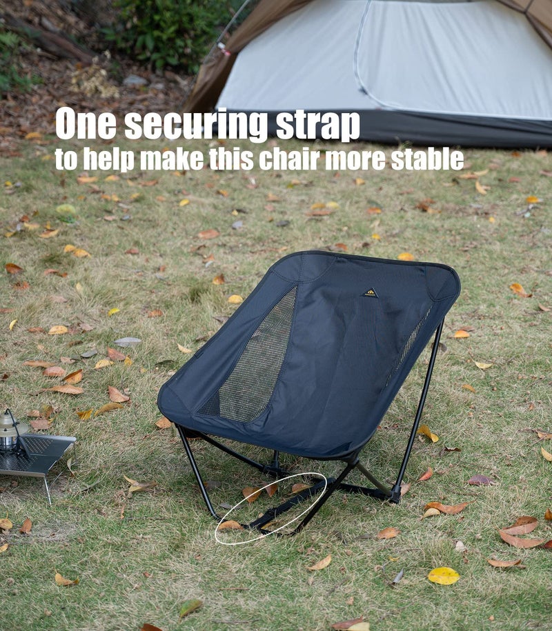 iClimb Low Ultralight Compact Camping Folding Chair with Side Pocket and Carry Bag (Green) - Image 4