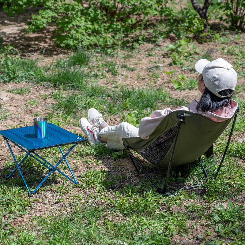 iClimb Low Ultralight Compact Camping Folding Chair with Side Pocket and Carry Bag (Green) - Image 5