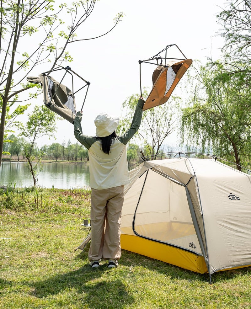 iClimb Low Ultralight Compact Camping Folding Chair with Side Pocket and Carry Bag (Green) - Image 3