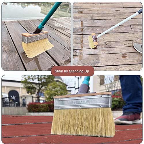 Magimate Deck Brush Stain Applicator by Magimate - Thick Soft Large Paint Brush Head with Threads for Extension to Apply Stain and Sealers on Wood Deck Floor Fence Walls - 7 Inch Wide - Image 5