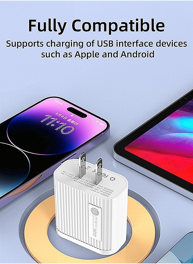 Generic - 36W Multi Port European Quick Charger, Fast Charging Adapter for Multiple Models of Electric Device (White) - Image 1