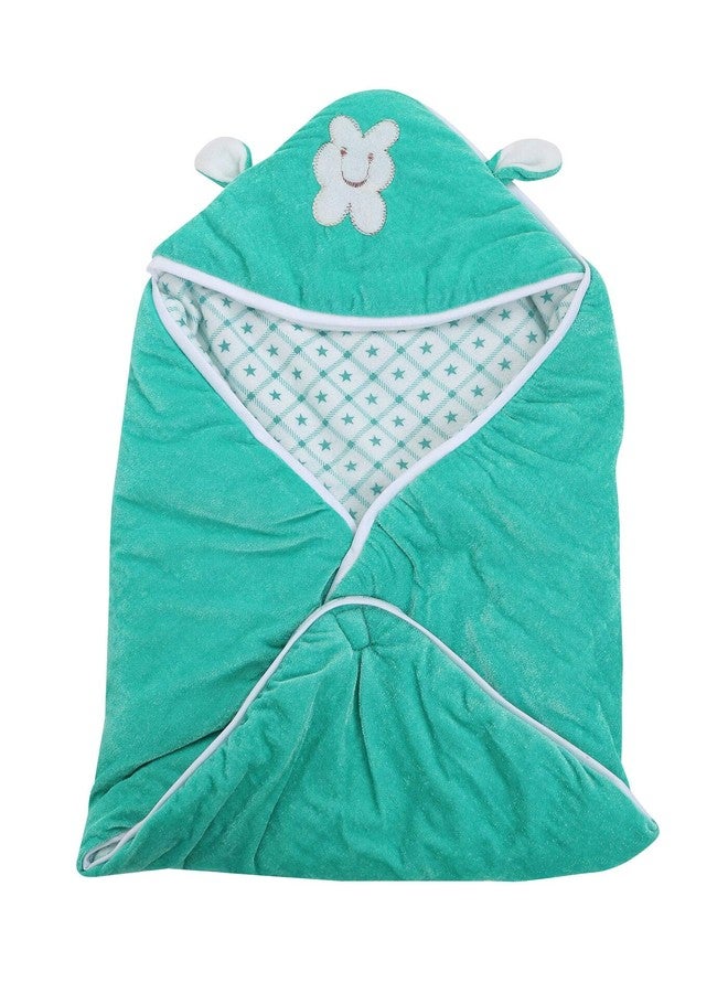 First Trend Checkered Crib Baby Blanket (Polyester,Green and Blue) - Image 2
