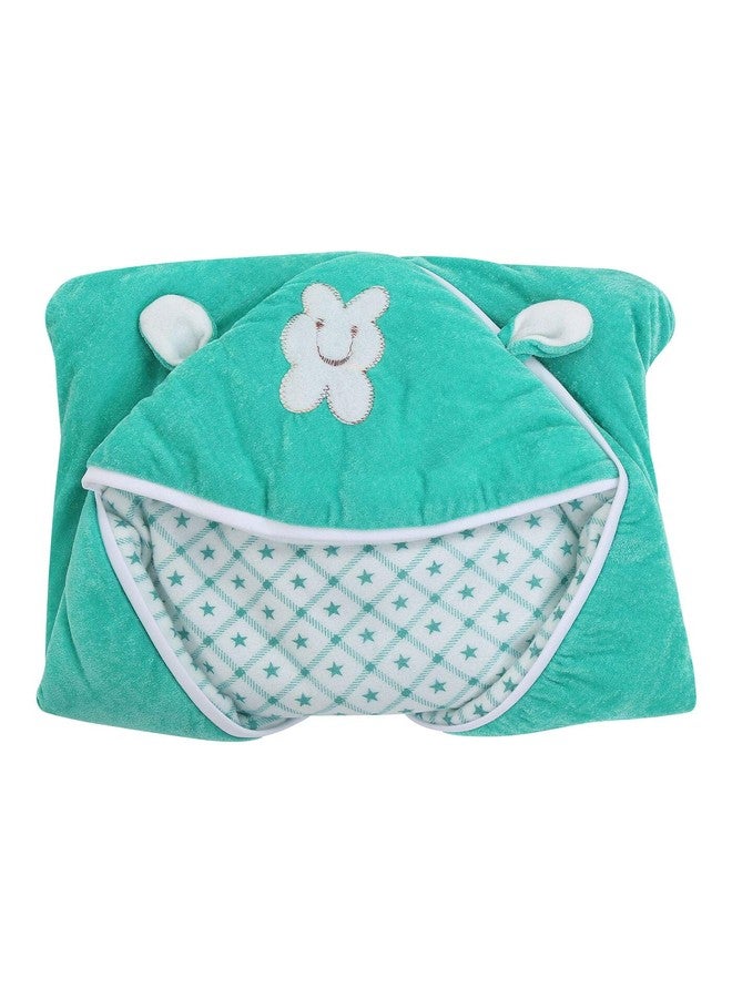First Trend Checkered Crib Baby Blanket (Polyester,Green and Blue) - Image 3