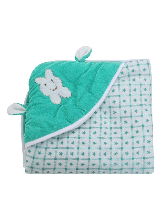 First Trend Checkered Crib Baby Blanket (Polyester,Green and Blue) - Image 4