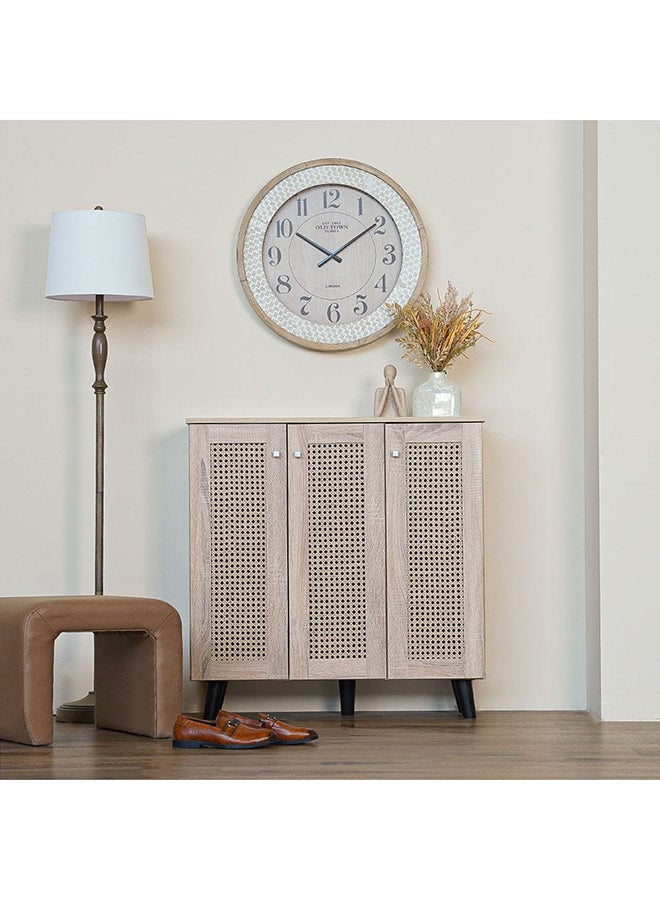 DANUBE HOME Lacey 3 Door Shoe Cabinet 16 Pairs Of Shoes Modern Design Furniture Wooden Shoe Organizer For Entryway Hallway Living Room L 90x32x91 Cm Sonoma Oak - Image 1